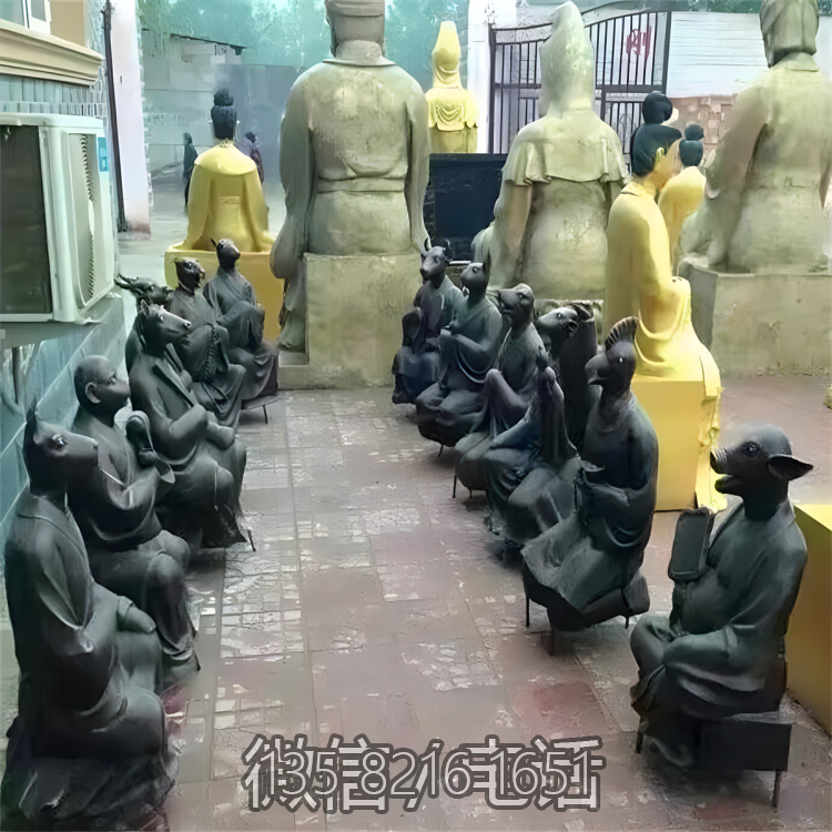 創(chuàng)意景觀銅雕人身獸面十二生肖動物雕塑