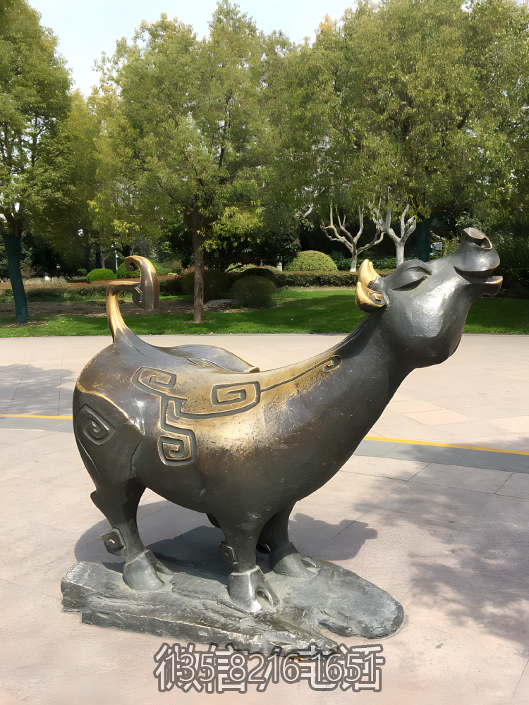 丑牛鑄銅十二生肖動(dòng)物銅雕