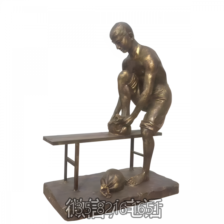 玻璃鋼仿銅景觀茶文化包揉的人物雕塑