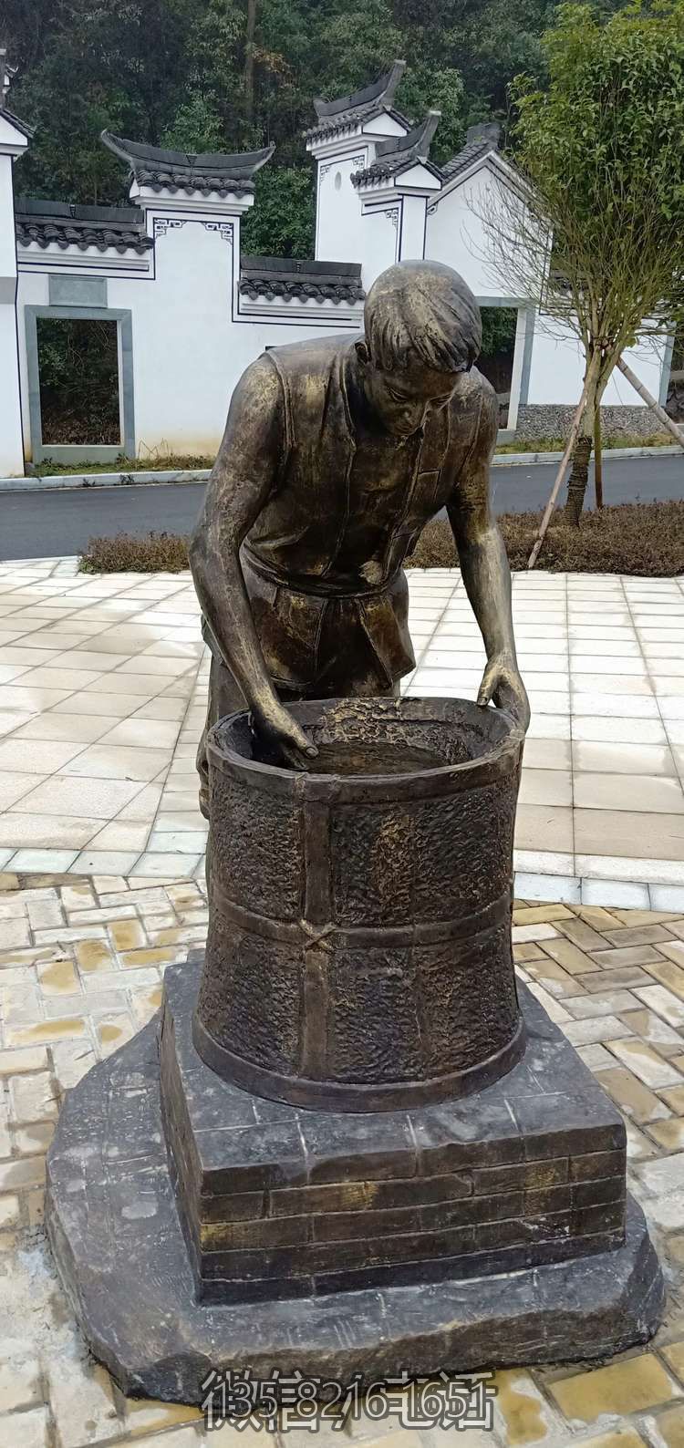 茶文化景區(qū)街道玻璃鋼洪青的人物雕塑