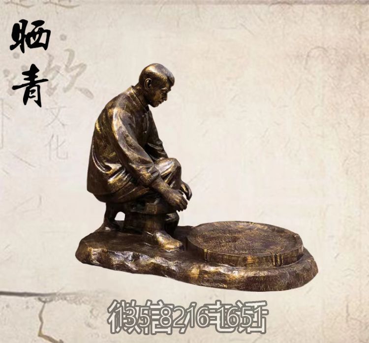 茶文化戶外玻璃鋼仿銅曬青雕塑