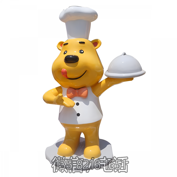 創(chuàng)意景觀玻璃鋼卡通小熊廚師雕塑