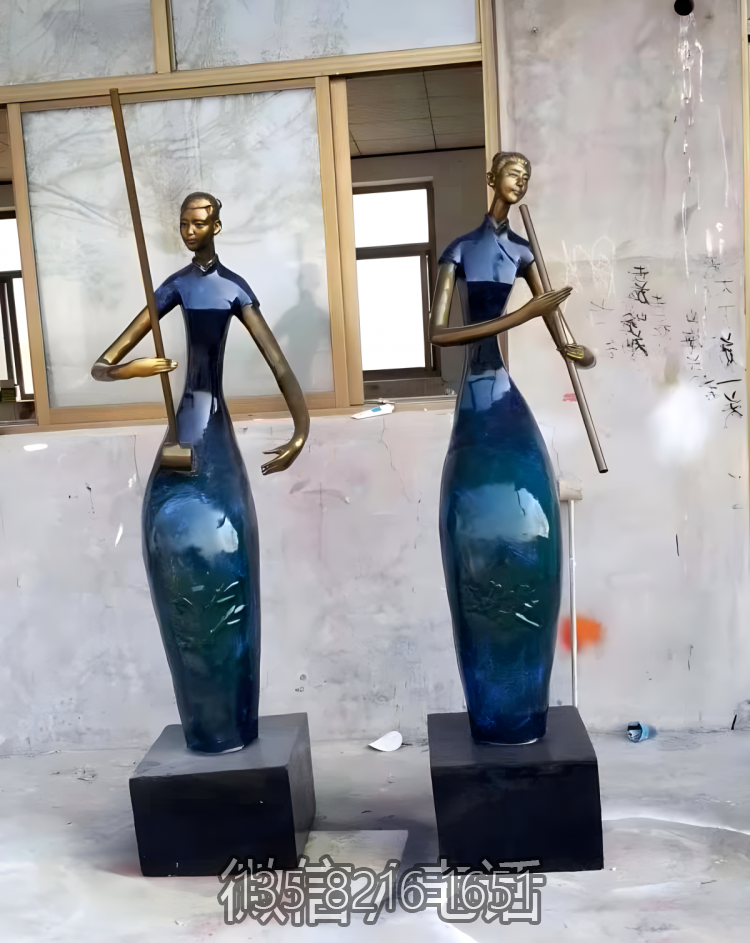 玻璃鋼抽象人物擺件商場園林音樂人雕塑