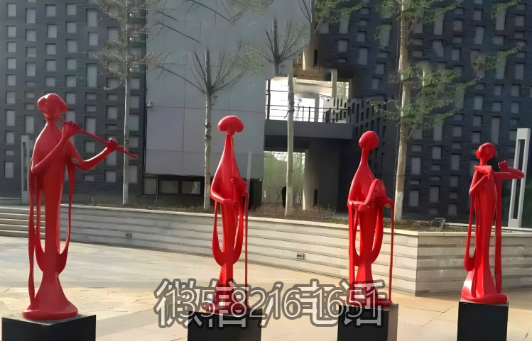 廣場景觀不銹鋼樂器古代人物雕塑