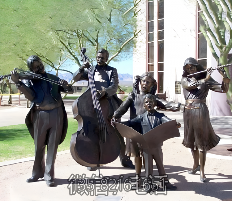 樂(lè)隊(duì)演奏園林景觀公園小品銅雕雕塑
