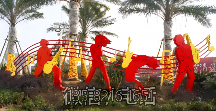 園林?jǐn)[件不銹鋼剪影樂隊雕塑