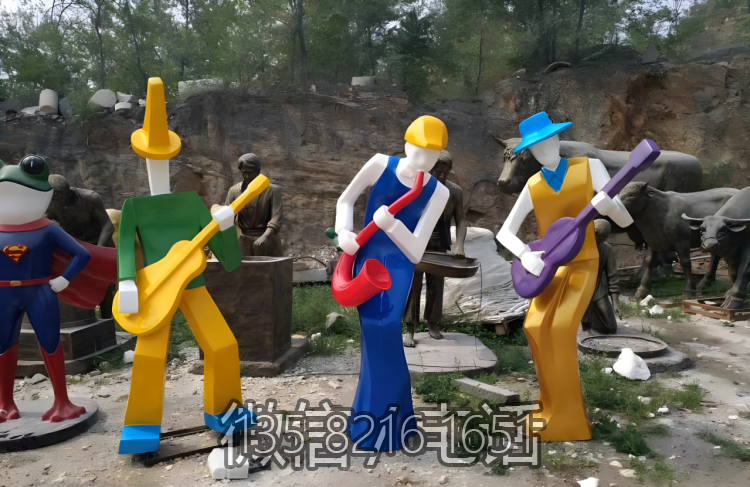 園林玻璃鋼抽象彈吉他的音樂(lè)人雕塑