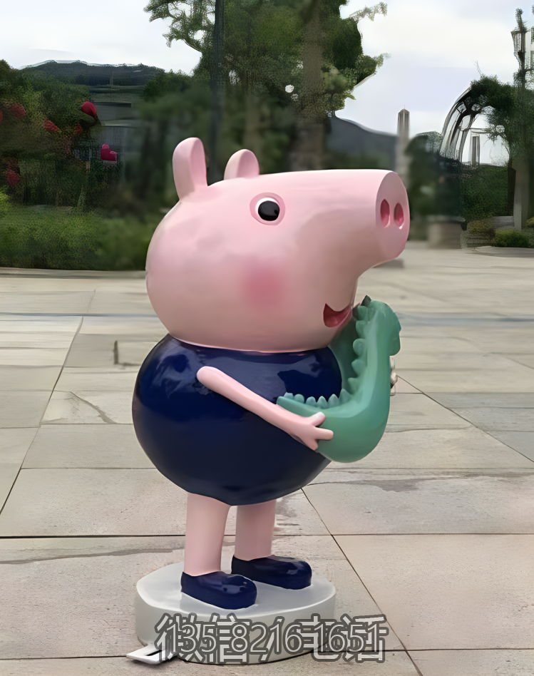 公園擺件玻璃鋼卡通動(dòng)物擺件小豬喬治雕塑