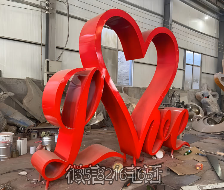 love不銹鋼愛心文字雕塑