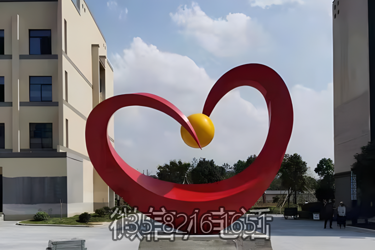 小區(qū)不銹鋼抽象愛心造型景觀雕塑