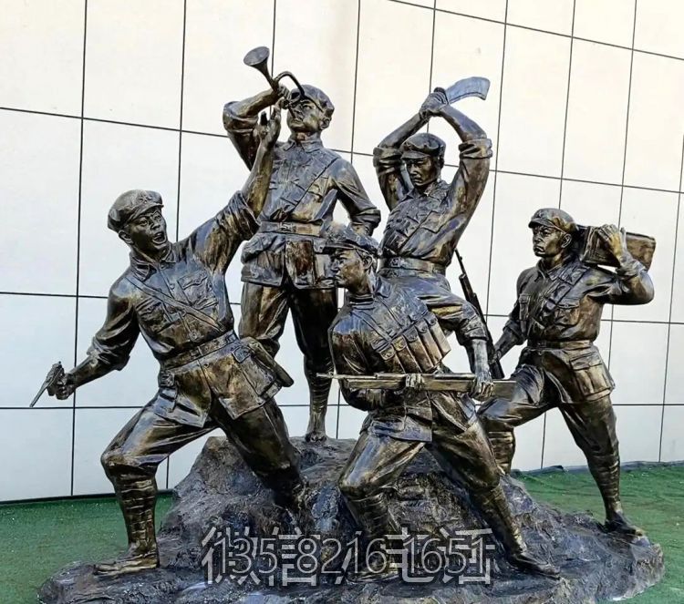 玻璃鋼仿銅沖鋒八路軍戰(zhàn)士雕塑