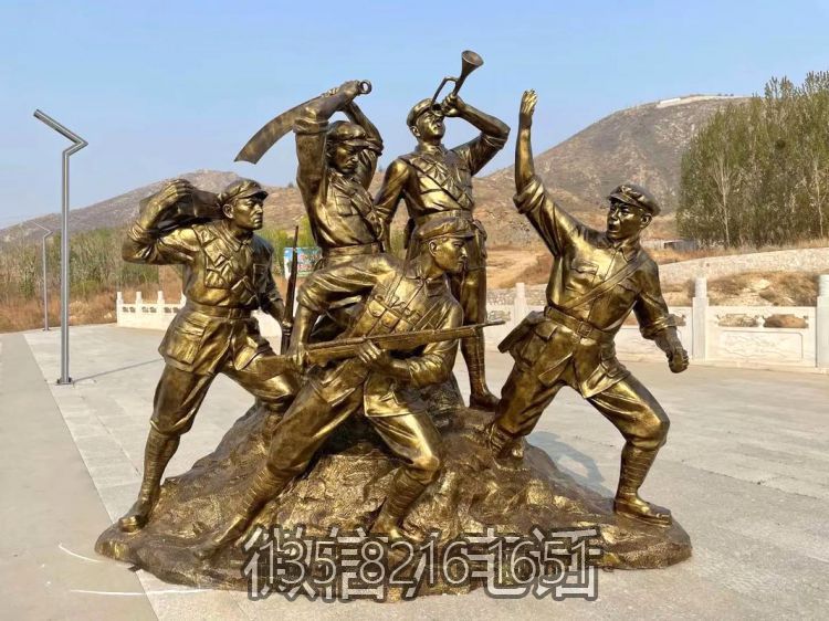抗戰(zhàn)人物群玻璃鋼仿銅雕塑
