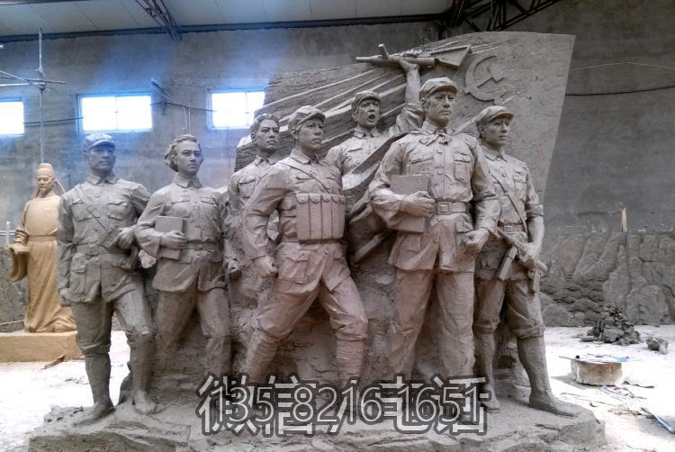 玻璃鋼紅色文化主題人物群雕