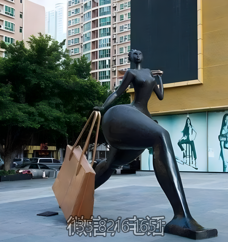 購物人物銅雕塑