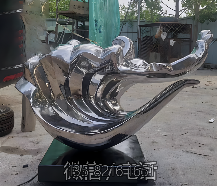 海浪浪花雕塑-海邊個性創(chuàng)意不銹鋼鏡面海浪浪花雕塑