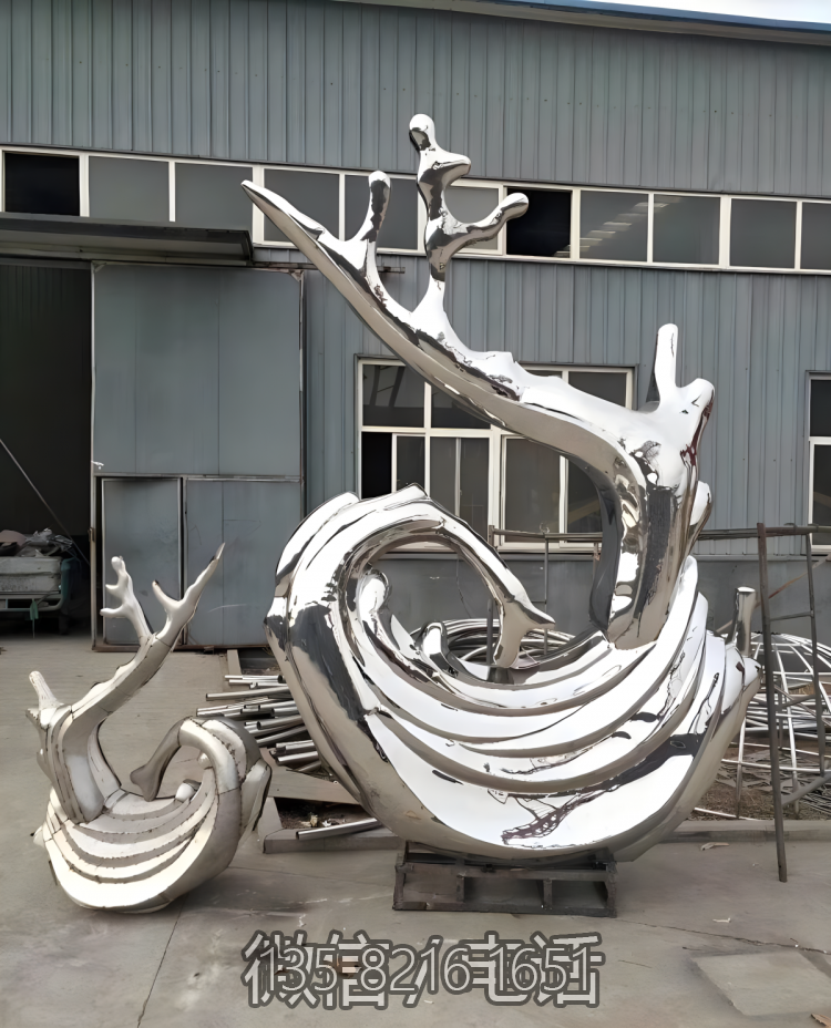 海浪浪花雕塑-海邊裝飾不銹鋼鏡面海浪浪花雕塑