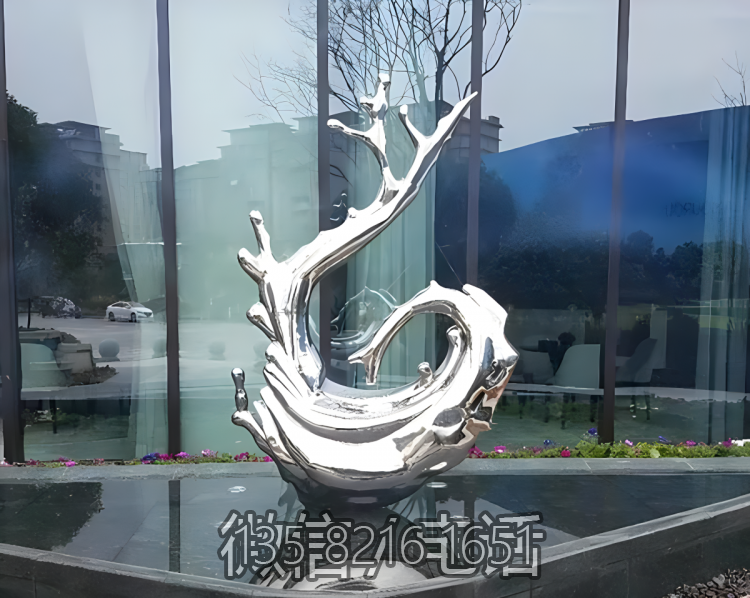 海浪浪花雕塑-酒店門口裝飾擺件不銹鋼鏡面海浪浪花雕塑