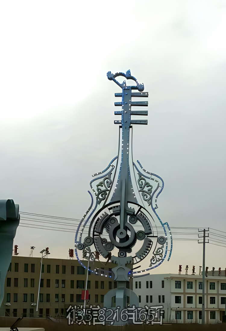 抽象不銹鋼吉他雕塑