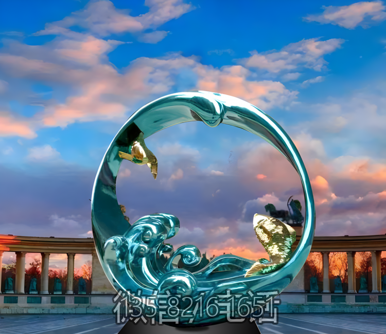 圓環(huán)雕塑-城市街道創(chuàng)意不銹鋼彩繪鏡面抽象綠色圓環(huán)雕塑 圓環(huán)雕塑-城市街道創(chuàng)意不銹鋼彩繪鏡面抽象綠色圓環(huán)雕塑