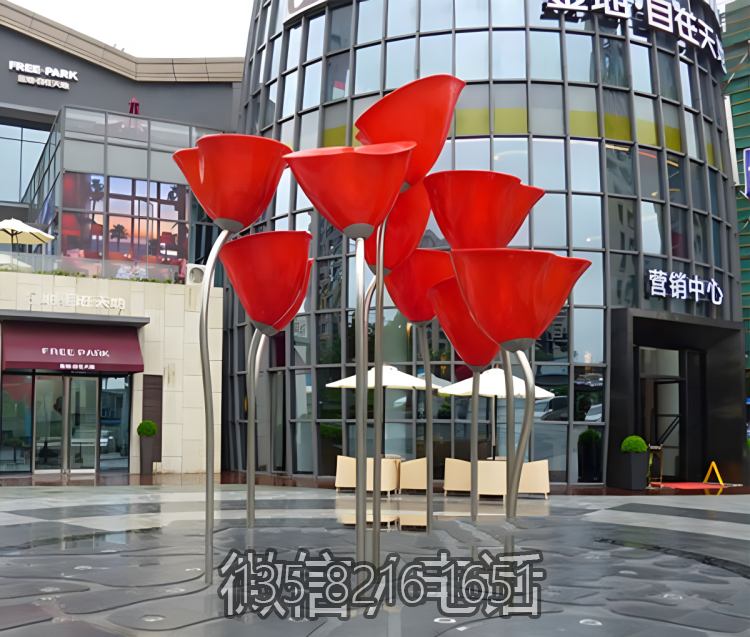 抽象不銹鋼郁金香雕塑