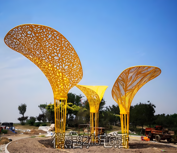 鏤空不銹鋼大型樹葉造型景觀雕塑