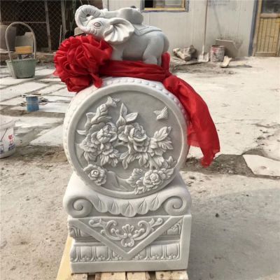 吉祥門(mén)墩漢白玉大象抱鼓石