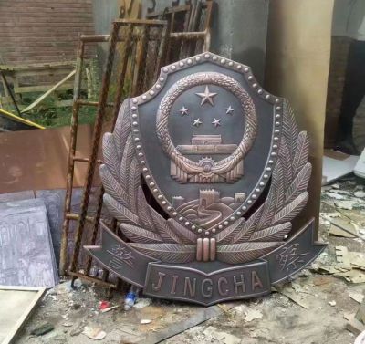 紫銅警徽浮雕雕塑