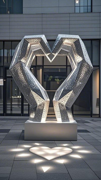 雙手比心的不銹鋼愛(ài)心雕塑