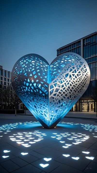 鏤空不銹鋼透光愛心雕塑