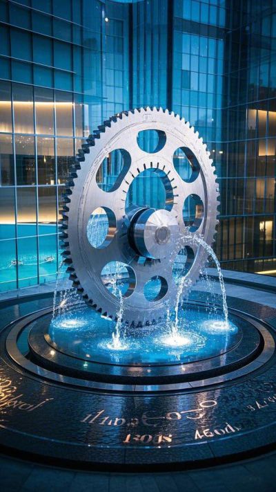 水景流水齒輪水車雕塑