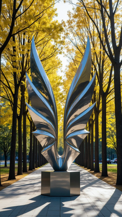 抽象不銹鋼創(chuàng)意翅膀造型景觀(guān)雕塑