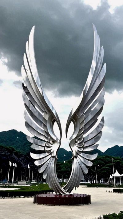 抽象不銹鋼翅膀景觀(guān)雕塑