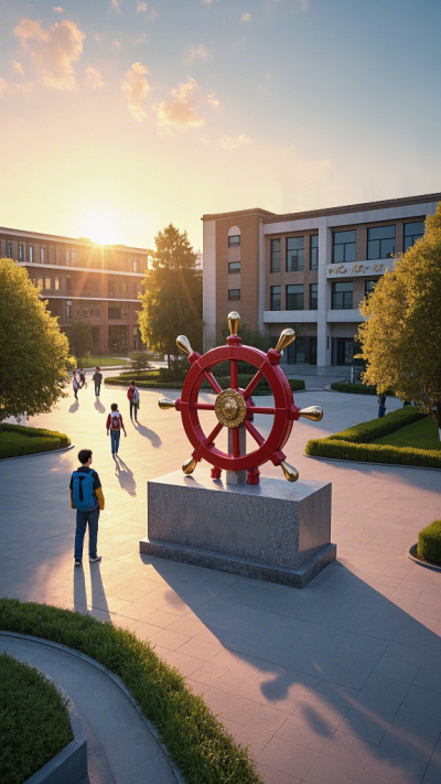 學(xué)校校園紅色船舵不銹鋼景觀雕塑