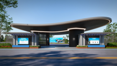 流線型不銹鋼大門(mén)門(mén)頭造型