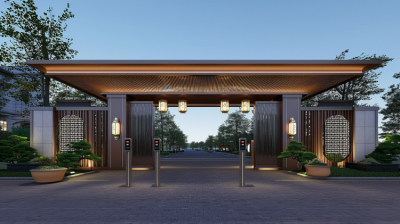 公園園林現(xiàn)代不銹鋼大門造型