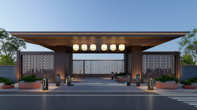 小區(qū)中式不銹鋼大門(mén)門(mén)頭造型