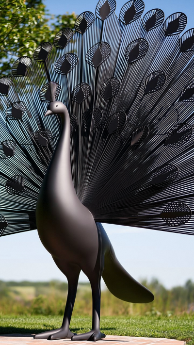不銹鋼孔雀開屏雕塑