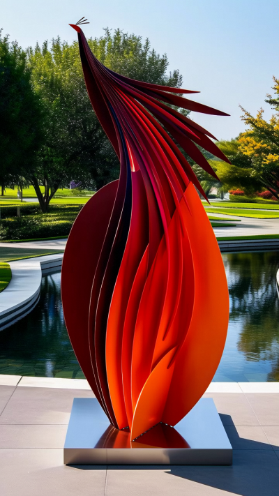 抽象不銹鋼孔雀藝術(shù)雕塑