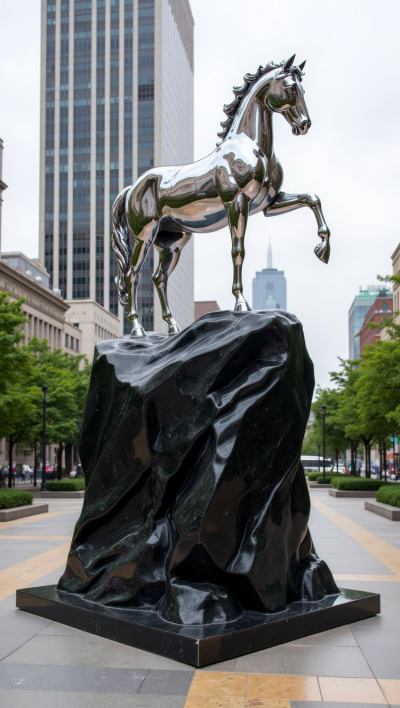 行走的馬兒不銹鋼雕塑