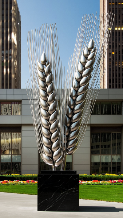 鏡面仿真不銹鋼麥穗雕塑
