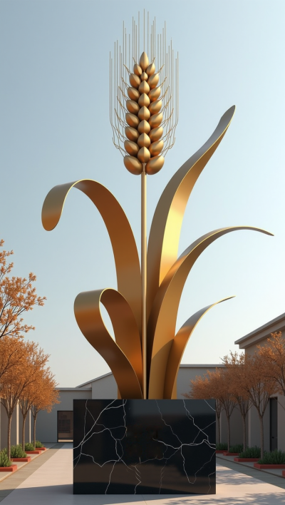 抽象不銹鋼麥穗景觀雕塑