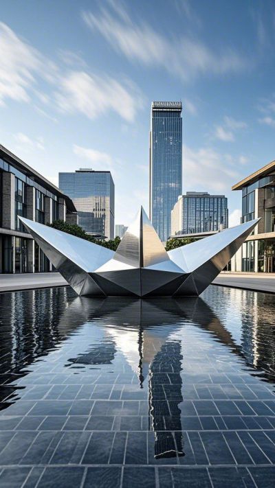 不銹鋼紙船創(chuàng)意景觀雕塑