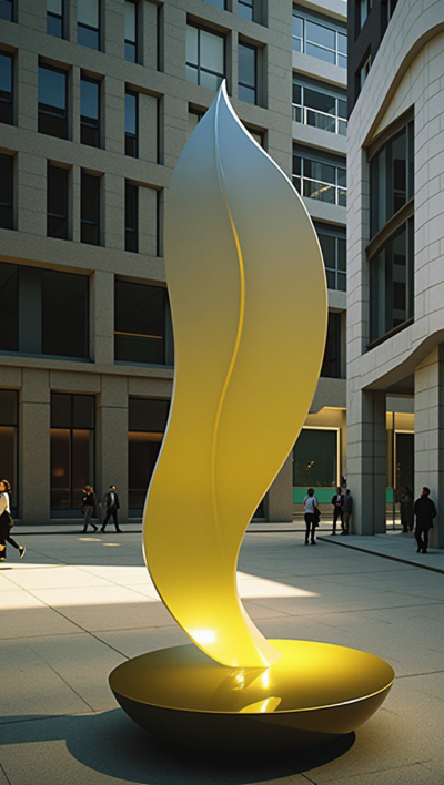 抽象不銹鋼樹葉藝術(shù)雕塑擺件