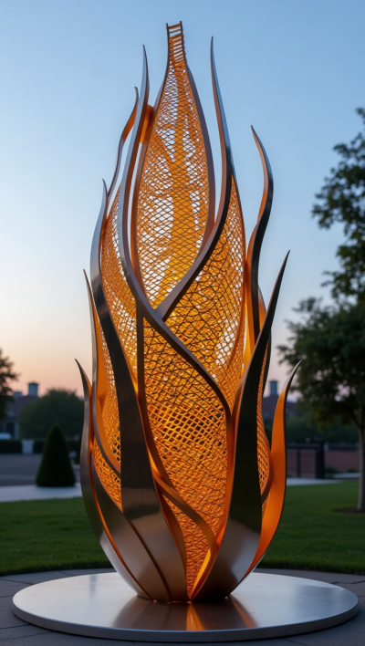 不銹鋼鏤空藝術(shù)玉米棒子景觀雕塑