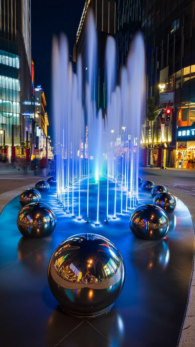 城市步行街水景噴泉裝飾不銹鋼鏡面球體雕塑