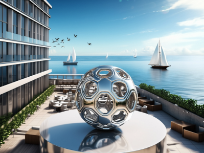 不銹鋼鏤空足球景觀雕塑