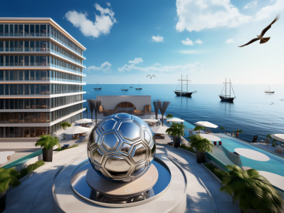 大型鏡面不銹鋼仿真足球景觀雕塑