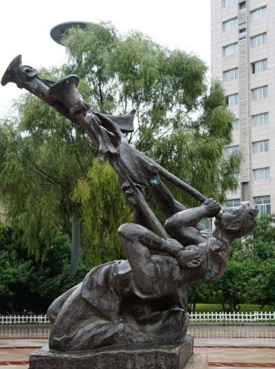 園林景觀銅雕，吹嗩吶的人物銅雕塑