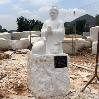 聞雷泣墓?jié)h白玉二十四孝人物雕塑