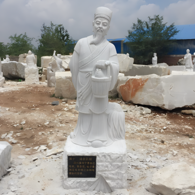 涌泉躍鯉漢白玉二十四孝人物雕塑